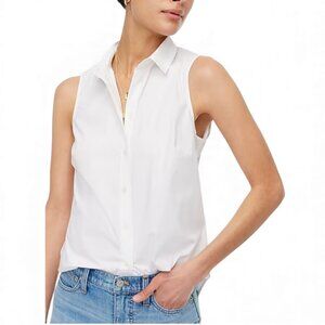 J. Crew Sleeveless cotton poplin shirt in signature fit Size Small Petite